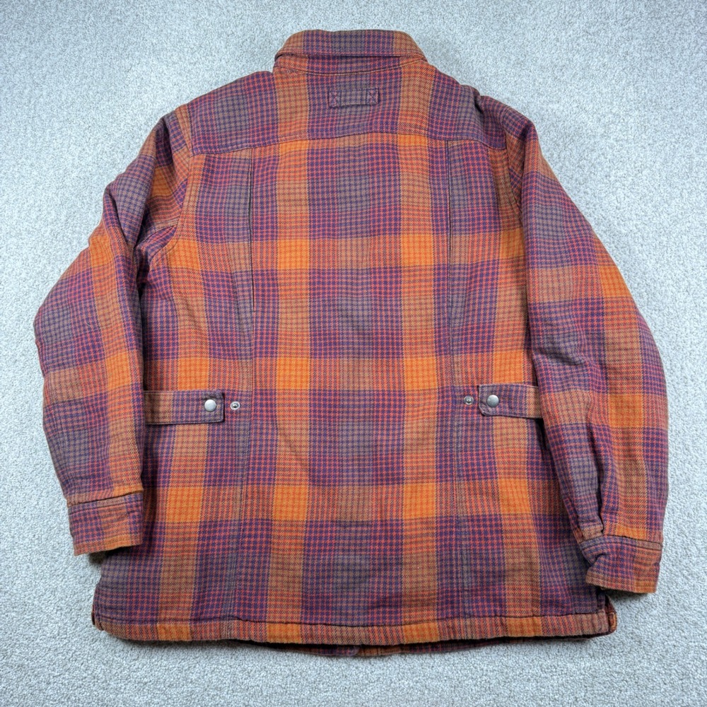 Duluth Trading Co Shirt Jacket Women L Orange Plaid Quilted Flannel Insulated - Picture 6 of 8